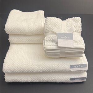 9pc TRULY LOU 100% Cotton Bath Towel Set - Soft - Super Absorbent - White